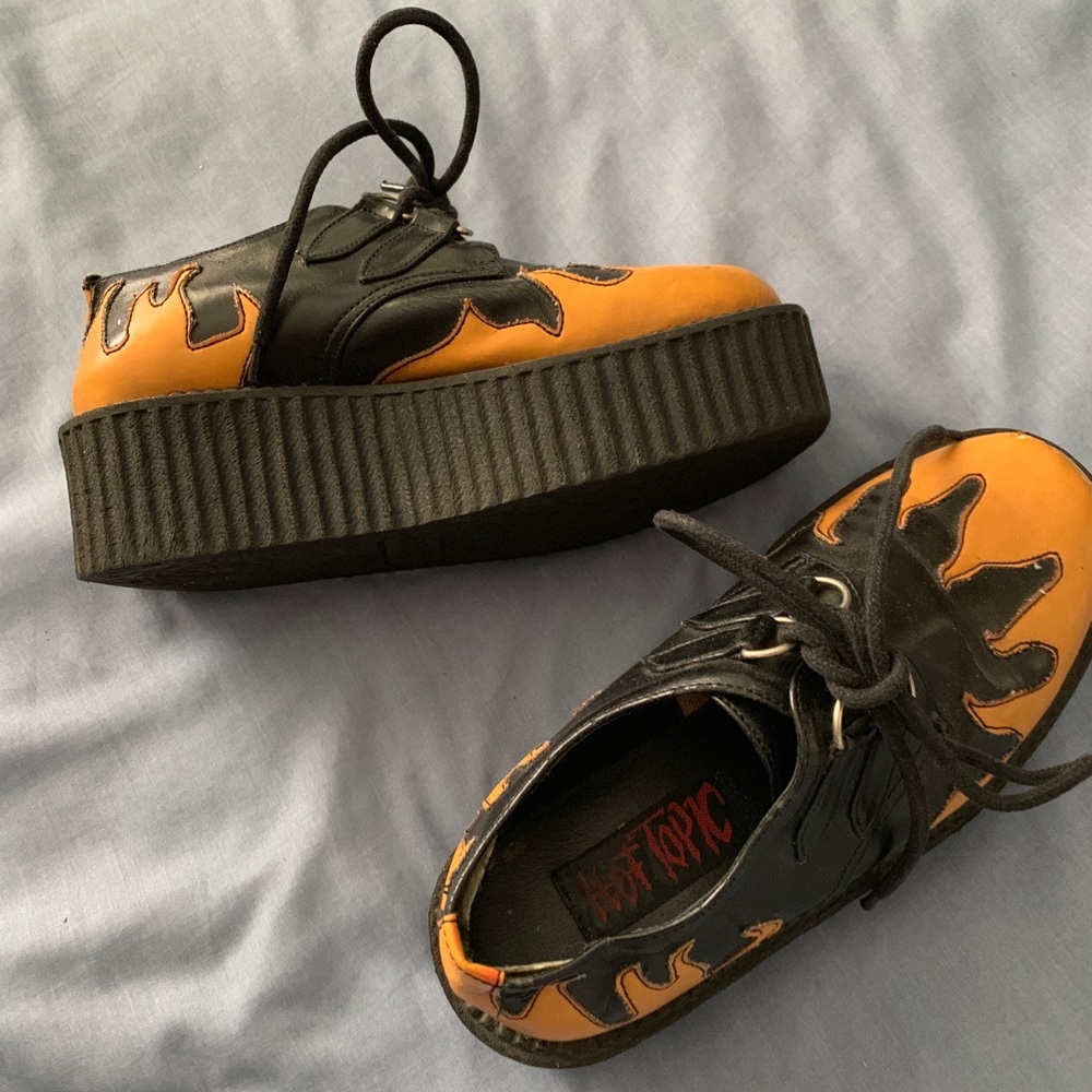 Vintage. Flame. Creepers. Hot topic. Goth.